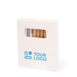 Gift Campaign Set di 6 matite colorate con temperino e disegni in scatola con semi></noscript> Matite Colorate