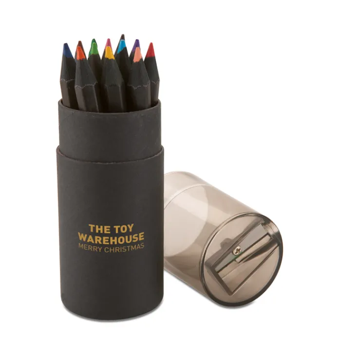 Gift Campaign Set di 12 matite colorate in scatola cilindrica con temperino Black> Regali Per Bambini|Matite Colorate