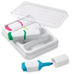 Gift Campaign Set di 4 mini evidenziatori in scatola con coperchio trasparente> Evidenziatori