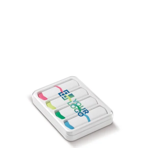 Gift Campaign Set di 4 mini evidenziatori in scatola con coperchio trasparente> Evidenziatori