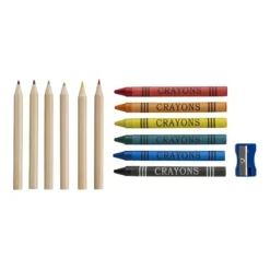 Gift Campaign Set di 6 pastelli e 6 colori a cera in tubo di carta con temperino> Matite Colorate