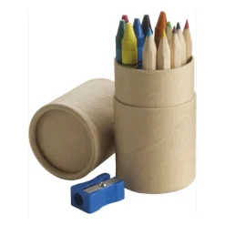 Gift Campaign Set di 6 pastelli e 6 colori a cera in tubo di carta con temperino></noscript> Matite Colorate