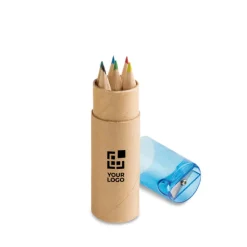 Gift Campaign Set di 6 pastelli in contenitore cilindrico con temperino Combi Small> Gadget Per La Scuola|Matite Colorate