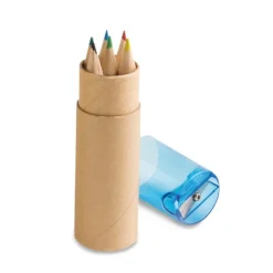 Gift Campaign Set di 6 pastelli in contenitore cilindrico con temperino Combi Small> Gadget Per La Scuola|Matite Colorate