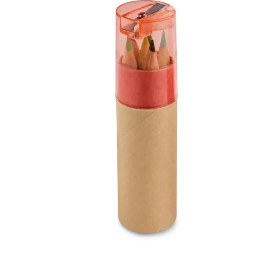 Gift Campaign Set di 6 pastelli in contenitore cilindrico con temperino Combi Small> Gadget Per La Scuola|Matite Colorate