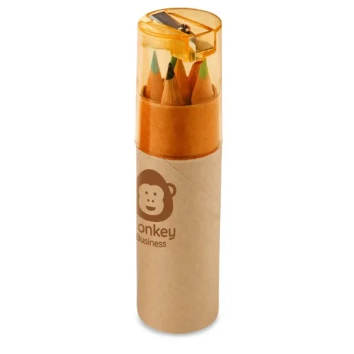 Gift Campaign Set di 6 pastelli in contenitore cilindrico con temperino Combi Small> Gadget Per La Scuola|Matite Colorate