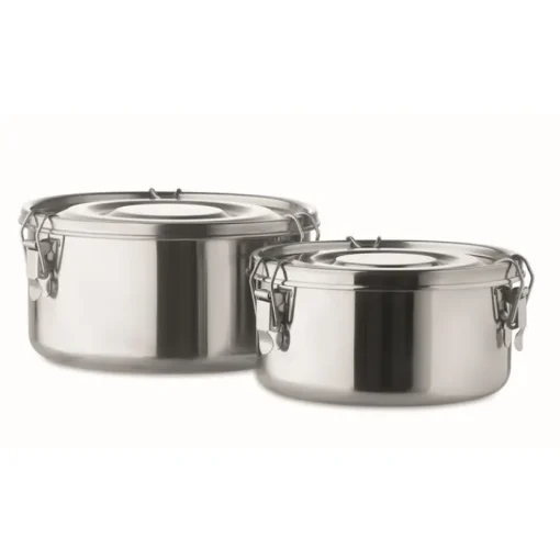 Gift Campaign Set di 2 portavivande promozionali rotondi da 450 e 900ml Inox> Porta Pranzo