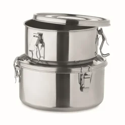 Gift Campaign Set di 2 portavivande promozionali rotondi da 450 e 900ml Inox> Porta Pranzo