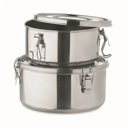 Gift Campaign Set di 2 portavivande promozionali rotondi da 450 e 900ml Inox> Porta Pranzo