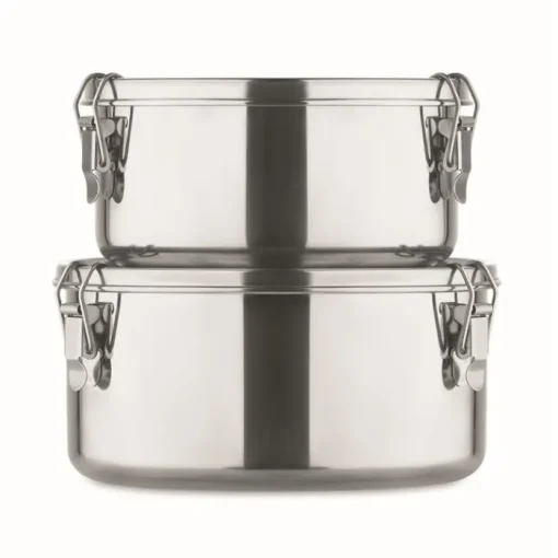 Gift Campaign Set di 2 portavivande promozionali rotondi da 450 e 900ml Inox> Porta Pranzo