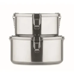 Gift Campaign Set di 2 portavivande promozionali rotondi da 450 e 900ml Inox></noscript> Porta Pranzo