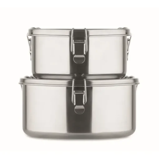 Gift Campaign Set di 2 portavivande promozionali rotondi da 450 e 900ml Inox> Porta Pranzo