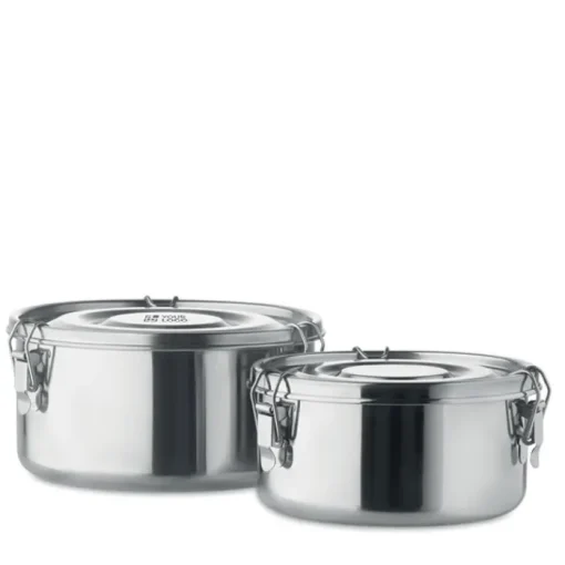 Gift Campaign Set di 2 portavivande promozionali rotondi da 450 e 900ml Inox> Porta Pranzo