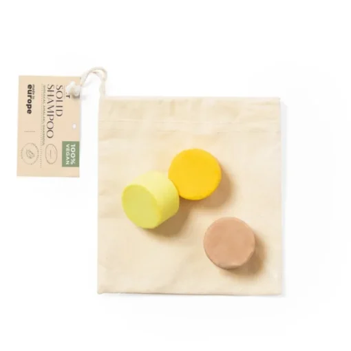 Gift Campaign Set di 3 shampoo vegani da 30 gr l'uno in sacchetto di cotone con logo> Gadget Per Parrucchieri