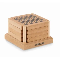 Gift Campaign Set di 4 sottobicchieri in sughero e MDF con gioco da tavola Cork Game><noscript><img width=