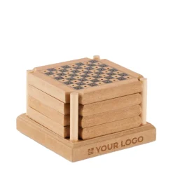 Gift Campaign Set di 4 sottobicchieri in sughero e MDF con gioco da tavola Cork Game><noscript><img width=