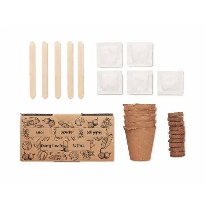 Gift Campaign Set di 5 vasetti, terriccio e semi di 5 ortaggi differenti Veggies Grow> Vasetti Con Semi