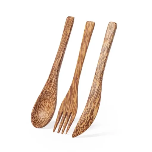 Gift Campaign Set di posate con logo in noce di cocco con sacchetto di cotone Coco> Altri Utensili Da Cucina