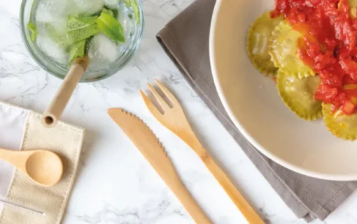 Gift Campaign Set di posate e cannuccia realizzate in bambù con spazzolino Natura> Altri Utensili Da Cucina