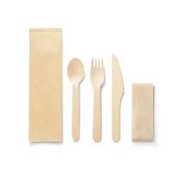Gift Campaign Set di posate monouso in legno con tovagliolo Complete> Altri Utensili Da Cucina