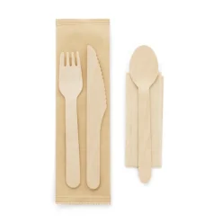 Gift Campaign Set di posate monouso in legno con tovagliolo Complete> Altri Utensili Da Cucina