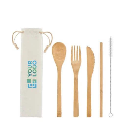 Gift Campaign Set di posate personalizzate con logo in legno Bambù Plus> Altri Utensili Da Cucina