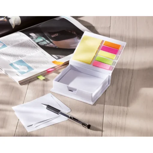 Gift Campaign Set memo con logo in cartone con foglietti e memo stickers Memoset> Post-It E Memo