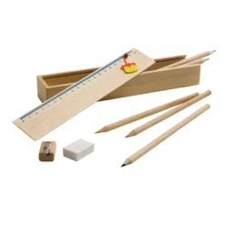 Gift Campaign Set per disegnare in astuccio con logo di con asccessori Woody> Matite Colorate