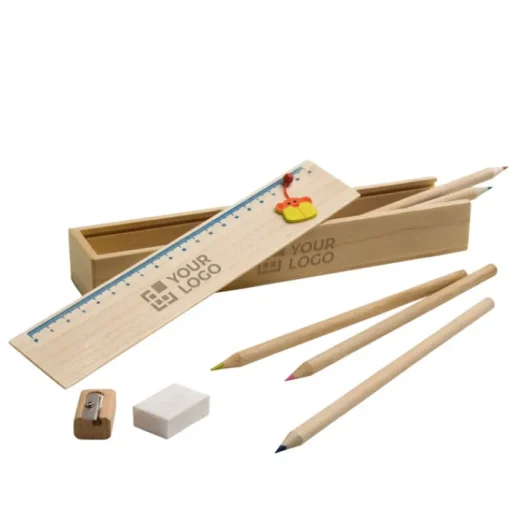 Gift Campaign Set per disegnare in astuccio con logo di con asccessori Woody> Matite Colorate