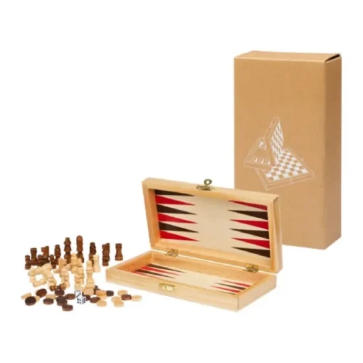 Gift Campaign Set per scacchi dama e backgammon in legno di pino pregiato> Giochi E Passatempo