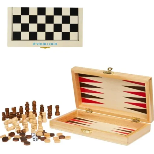 Gift Campaign Set per scacchi dama e backgammon in legno di pino pregiato> Giochi E Passatempo