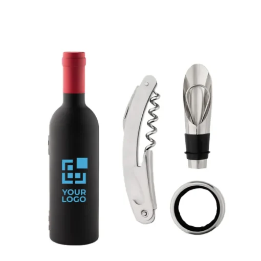 Gift Campaign Set promozionale da vino a forma di bottiglia e 3 accessori Malbec> Gadget Per Vino