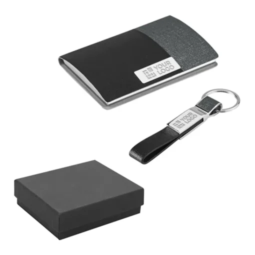 Gift Campaign Set regalo aziendale portabiglietti e portachiavi similpelle Elegance> Porta Biglietti Da Visita