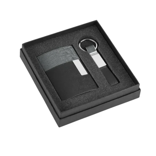 Gift Campaign Set regalo aziendale portabiglietti e portachiavi similpelle Elegance> Porta Biglietti Da Visita