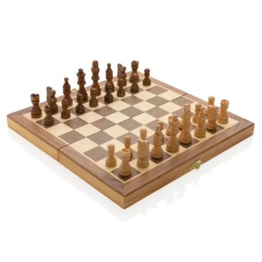 Gift Campaign Set scacchi pubblicitario 32 pedine in legno con scacchiera pieghevole> Giochi E Passatempo