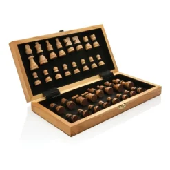 Gift Campaign Set scacchi pubblicitario 32 pedine in legno con scacchiera pieghevole> Giochi E Passatempo