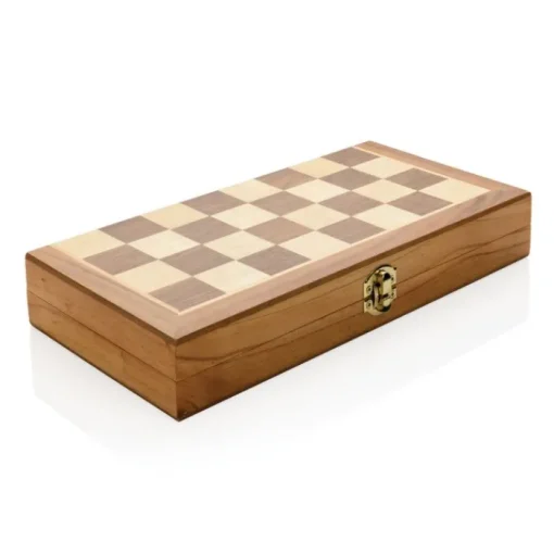 Gift Campaign Set scacchi pubblicitario 32 pedine in legno con scacchiera pieghevole> Giochi E Passatempo