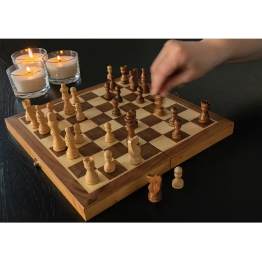 Gift Campaign Set scacchi pubblicitario 32 pedine in legno con scacchiera pieghevole> Giochi E Passatempo
