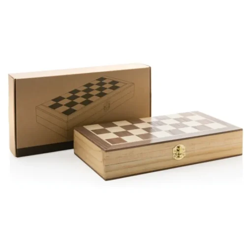 Gift Campaign Set scacchi pubblicitario 32 pedine in legno con scacchiera pieghevole> Giochi E Passatempo