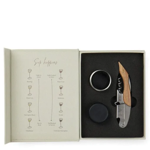 Gift Campaign Set vino con confezione regalo a forma di libro classico in carta FSC> Gadget Per Vino