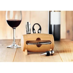 Gift Campaign Set vino personalizzati a forma di botte con accessori Barrel></noscript> Gadget Per Vino