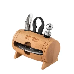Gift Campaign Set vino personalizzati a forma di botte con accessori Barrel></noscript> Gadget Per Vino