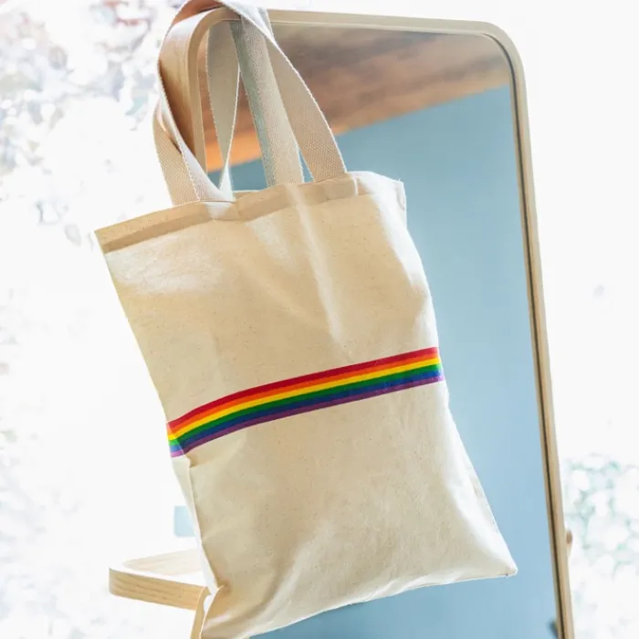 Gift Campaign Shopper con fascia multicolore e manici lunghi in cotone 180 g/m2> Shopper In Cotone Personalizzate