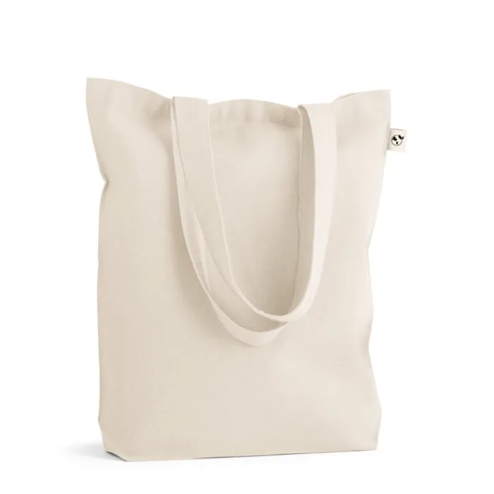 Gift Campaign Shopper con logo in cotone e poliestere riciclato manici lunghi 220g/m2> Shopper In Cotone Personalizzate