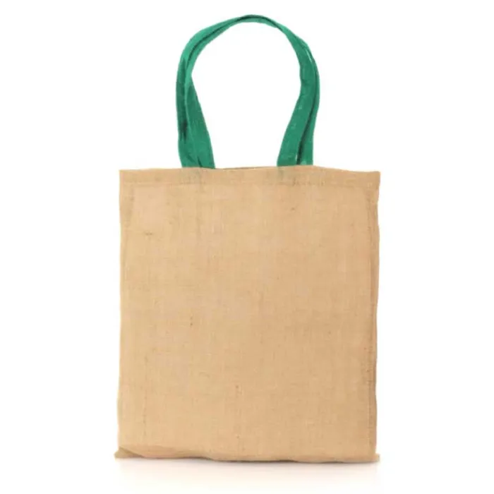 Gift Campaign Shopper con logo in iuta e cotone con manici colorati Jute Grocery> Borse In Juta|Tote Bag Personalizzate