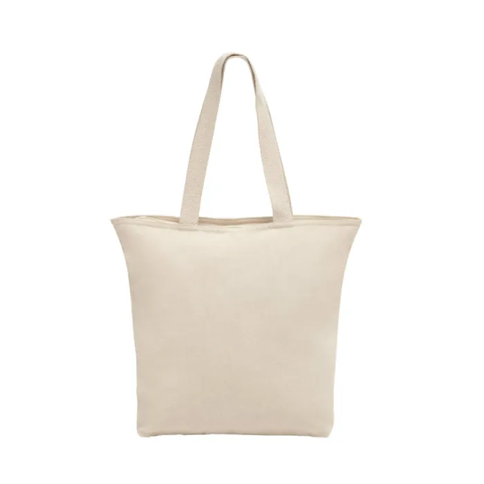 Gift Campaign Shopper di cotone con logo con cerniera e tasca interna 280 g/m2 Zipper> Shopper In Cotone Personalizzate