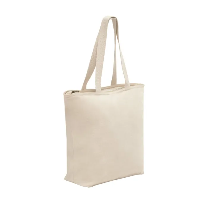 Gift Campaign Shopper di cotone con logo con cerniera e tasca interna 280 g/m2 Zipper> Shopper In Cotone Personalizzate