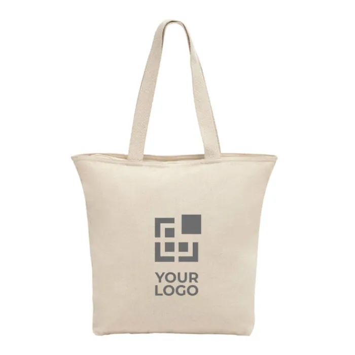 Gift Campaign Shopper di cotone con logo con cerniera e tasca interna 280 g/m2 Zipper> Shopper In Cotone Personalizzate
