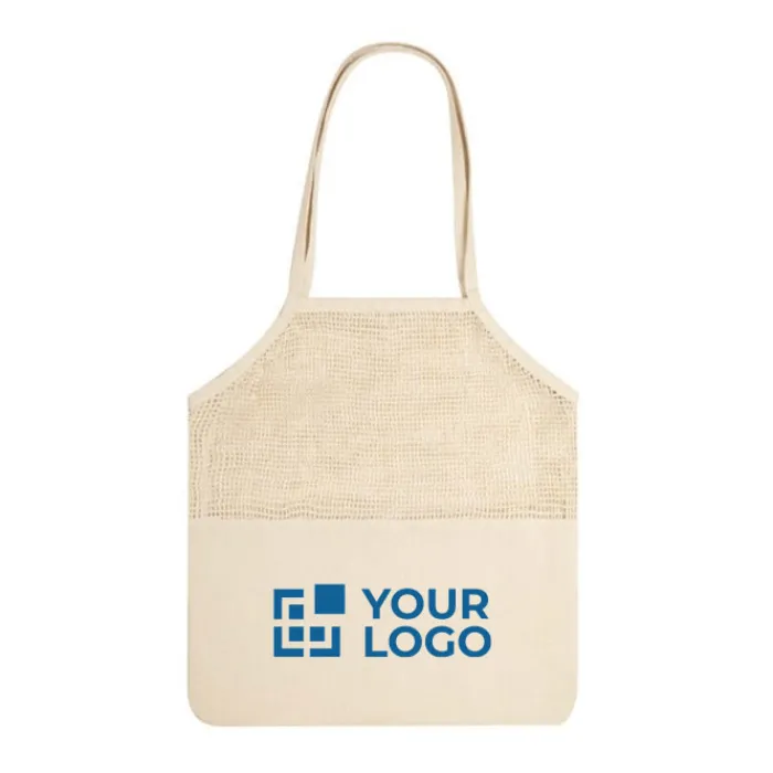 Gift Campaign Shopper di cotone con logo parte superiore a rete 220 g/m2 Fruits> Borse Per La Spesa|Shopper In Cotone Personalizzate