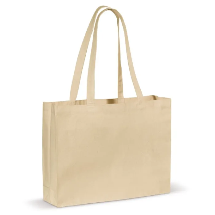 Gift Campaign Shopper di cotone con soffietto e certificazione OEKO-TEX da 280 g/m2> Shopper In Cotone Personalizzate
